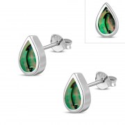 Abalone Shell Drop Silver Stud Earrings, e333